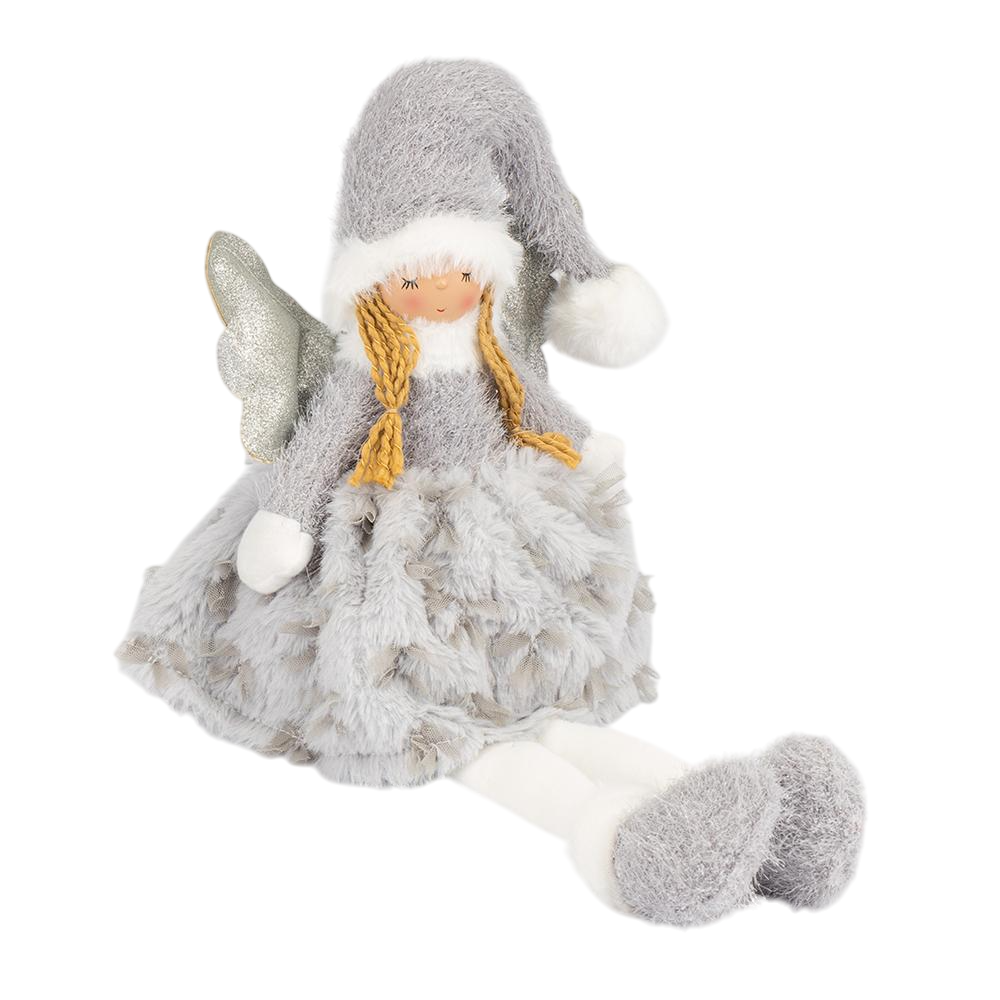 Новогодняя фигурка для праздничного интерьера Маленькая фея из текстиля 25 см Серый (147-81-9241-013)
