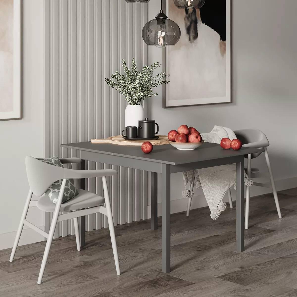 Стіл обідній розкладний AiH Lunch ЛДСП/метал 90/120х75х60/90 см Графіт (TB19070000020)