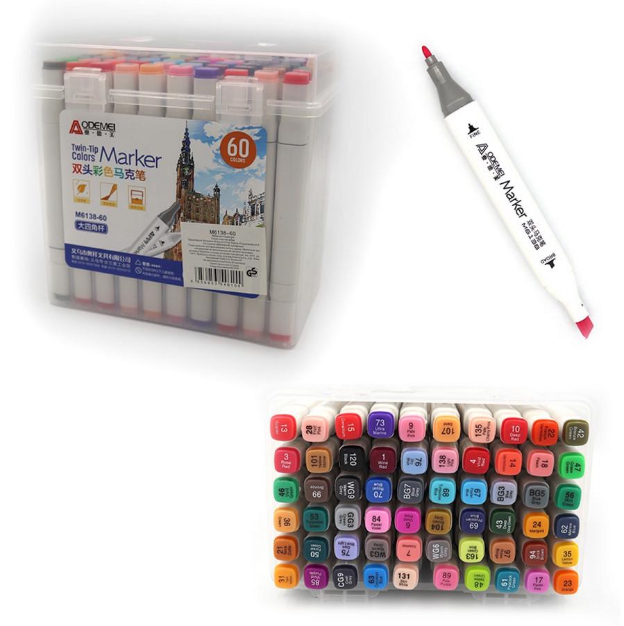 Набір двосторонніх скетчмаркерів Aodemei 60 кольорів - фото 2 Набір двосторонніх скетчмаркерів Aodemei 60 кольорів - фото 2