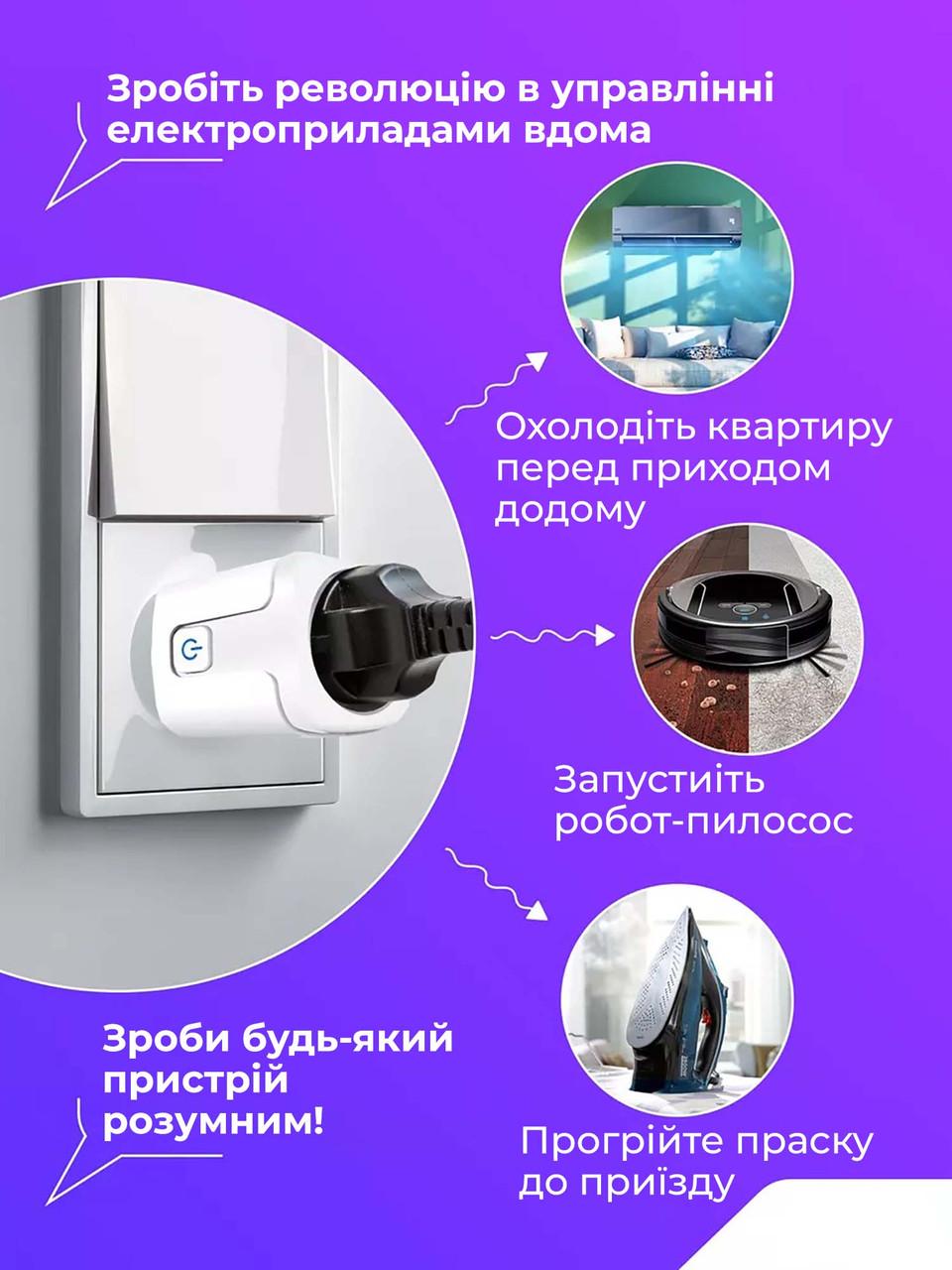 Комплект розумних Wi-Fi розеток Tuya 3 шт. c таймером і ДУ 20А 4400 Вт White - фото 7 Комплект розумних Wi-Fi розеток Tuya 3 шт. c таймером і ДУ 20А 4400 Вт White - фото 7