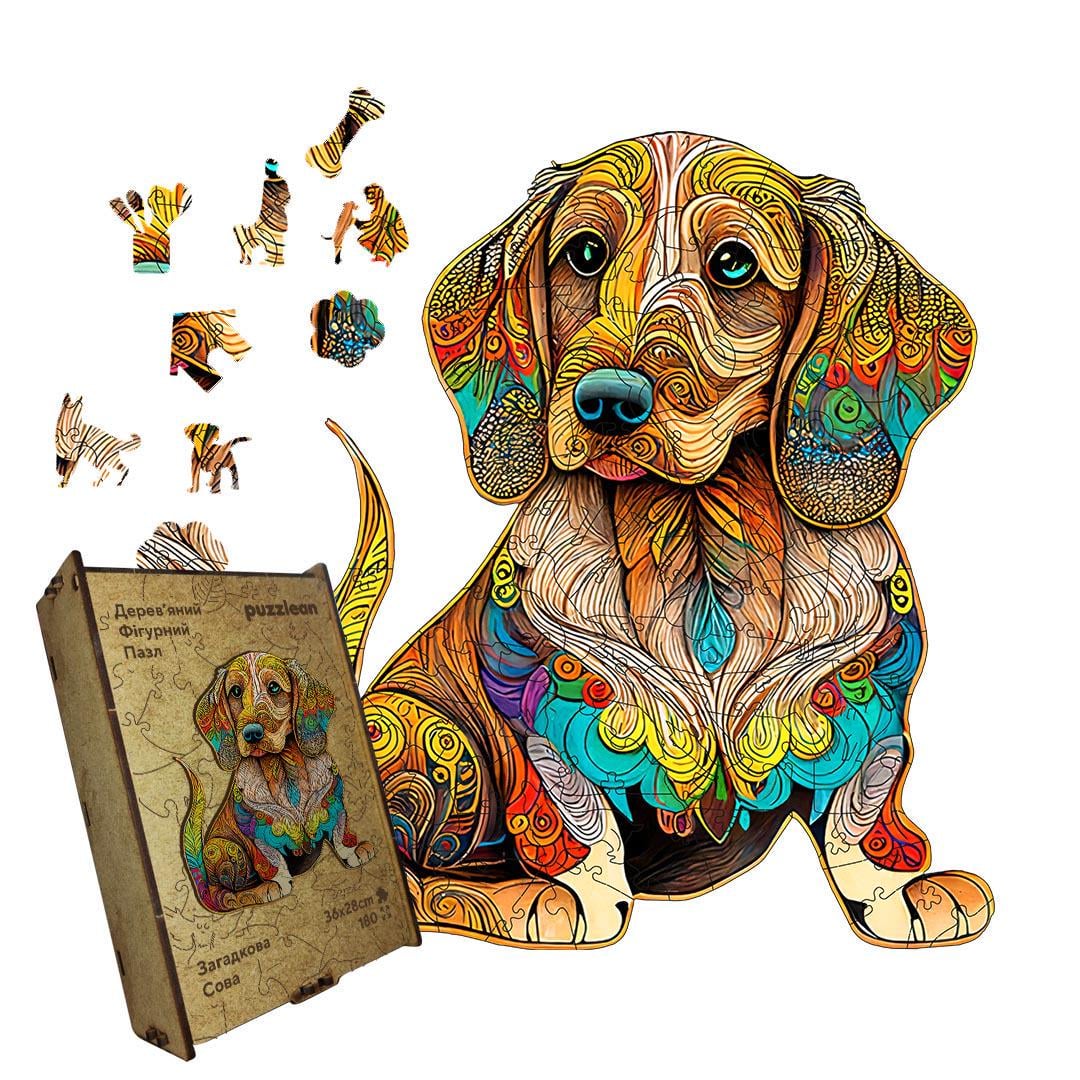 Пазл дерев'яний Загадкове Цуценя А4 дерев'яна коробка 100 ел. (puzzlean-835-DER-А4)