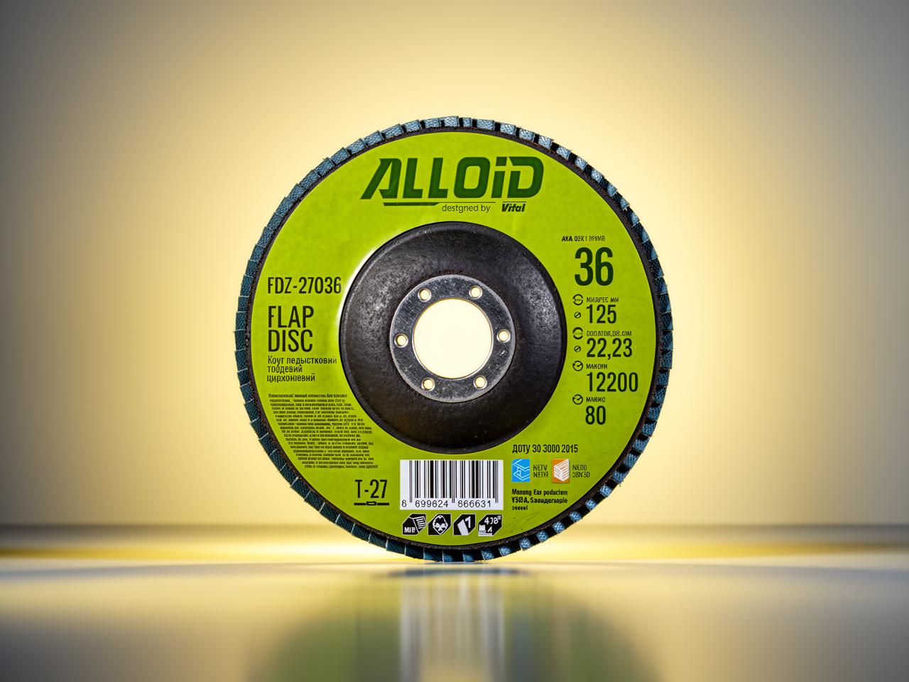 Круг пелюстковий торцевий Alloid FDZ-27036 P36 125х22,23 мм