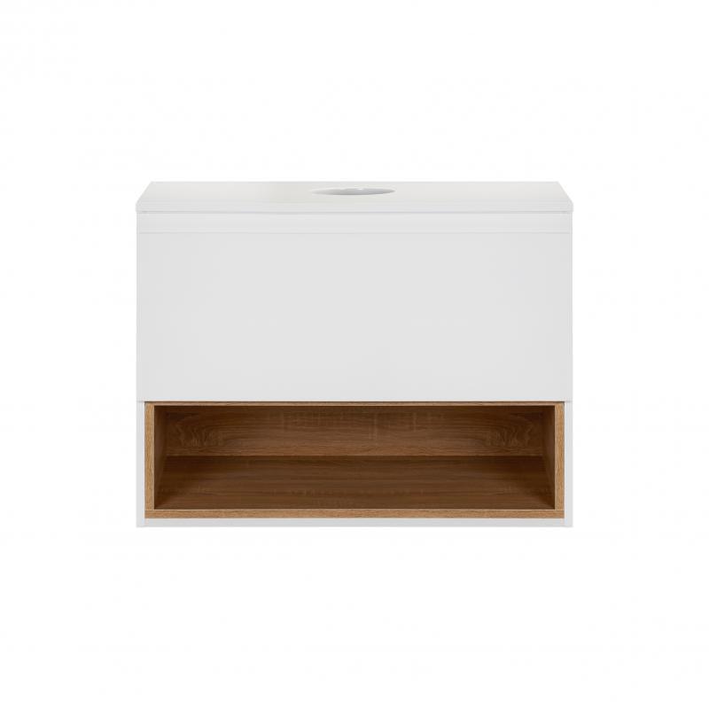 Тумба подвесная со столешницей Q-tap Robin 600х476х437 White/Whitish oak (QT1379TPН6001WWO)