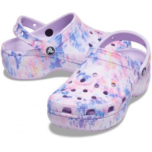 Сабо жіночі Crocs Classic Platform Tie-Dye Graphic Lavender/Multi Clog Бузковий (27791)