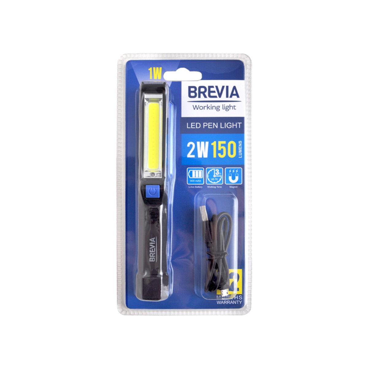 Ручной фонарь Brevia LED Pen Light 2W COB 1 W 150 lm 900 mAh microUSB (3458) - фото 4