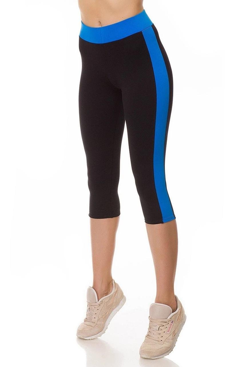 Капри спортивные с широкой резинкой Capri Sport GUILIA XS Черный/Голубой (2716252746)