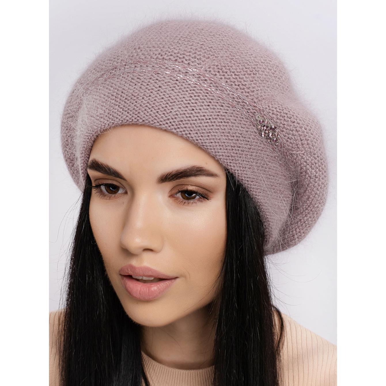 Берет жіночий ангоровий Leks Чарівниця one size Темно-пудровий