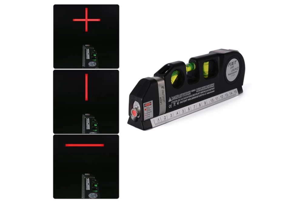 Лазерний рівень нівелір LASER Level PRO 3 4в1 бульбашковий з вбудованою рулеткою (23442038) - фото 2