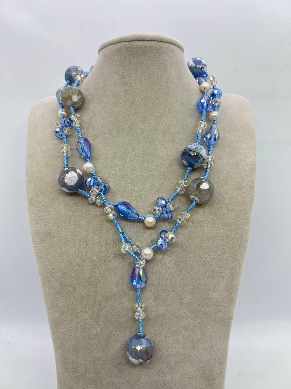 Бусы агат и стекло 16 мм 85 см Голубой (11855) Бусы агат и стекло 16 мм 85 см Голубой (11855)