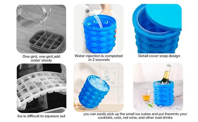 Форма для льда силиконовая с пластиковой чашей Ice Bucket 12,8x10x14 см Blue (ME0021163) - фото 7 Форма для льда силиконовая с пластиковой чашей Ice Bucket 12,8x10x14 см Blue (ME0021163) - фото 7
