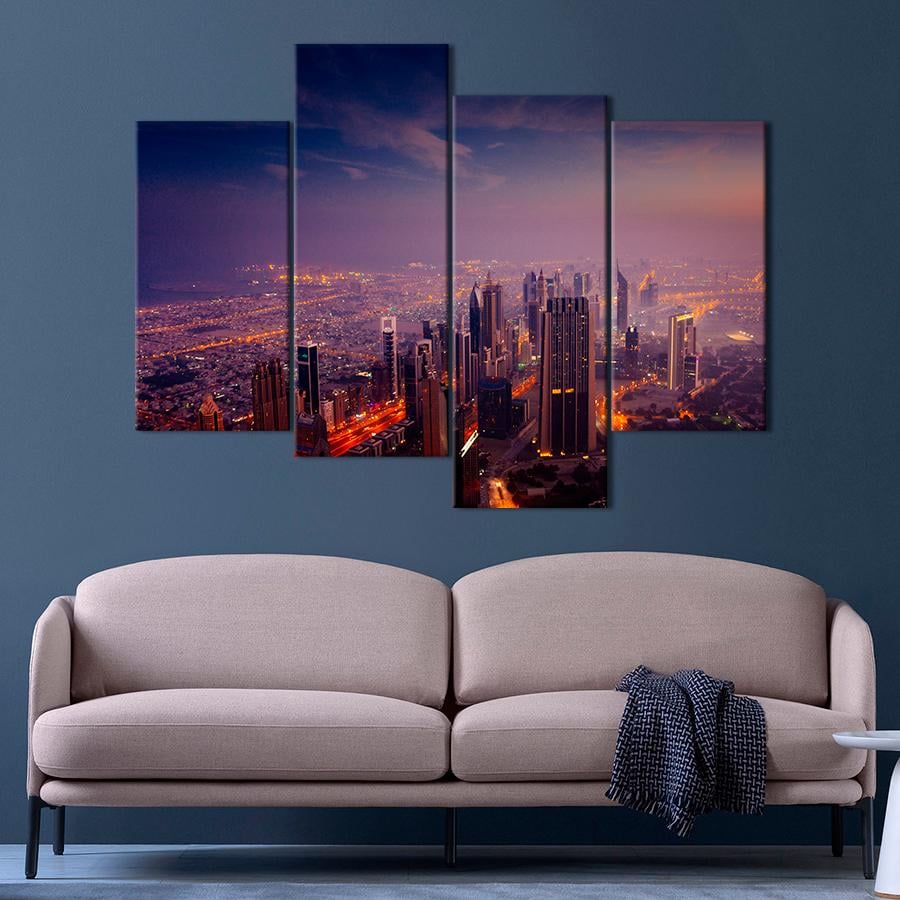 Картина город Красивый вечер над Дубаем 89x56 см (A794-4)