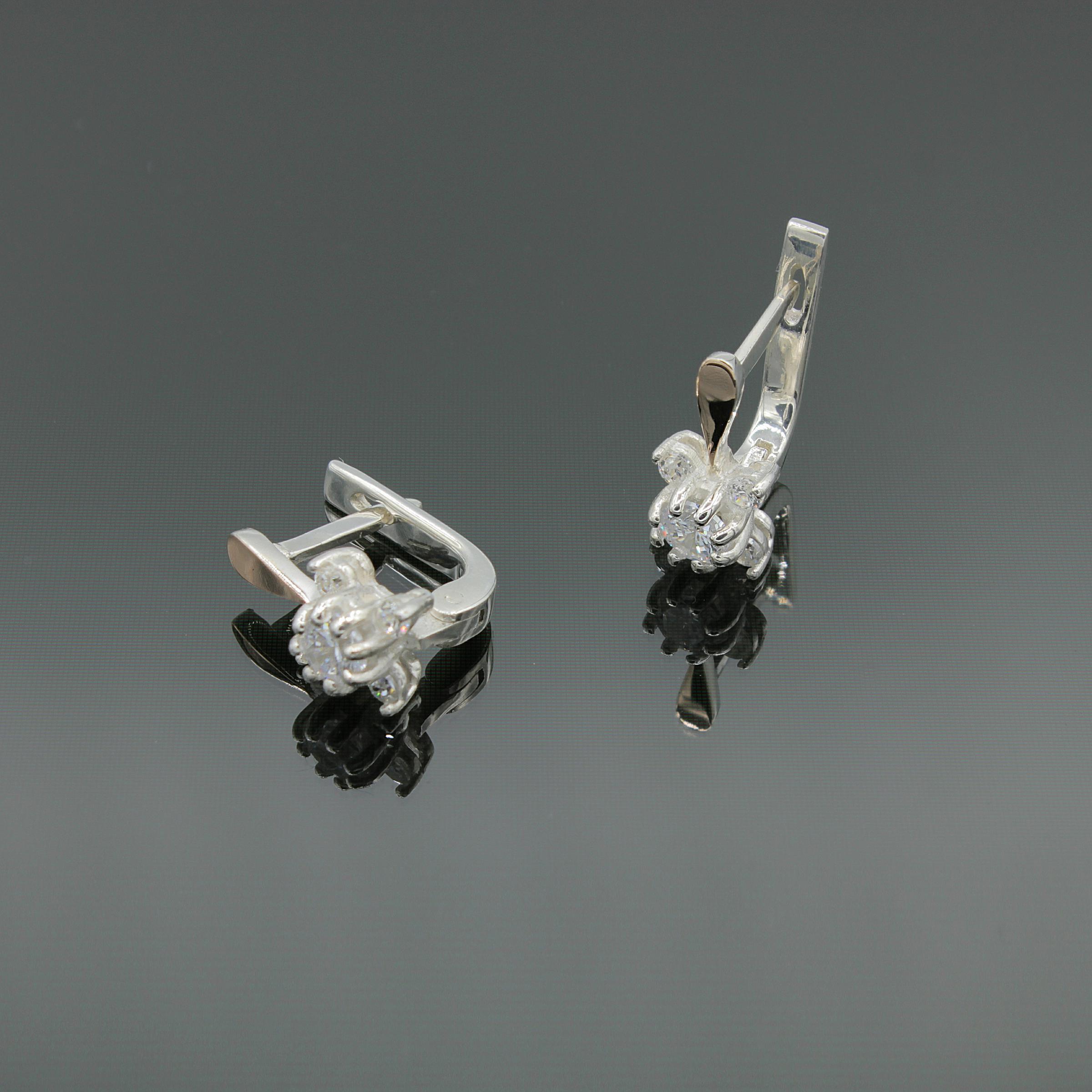 Серебряные серьги Орхидея с золотыми вставками - фото 2