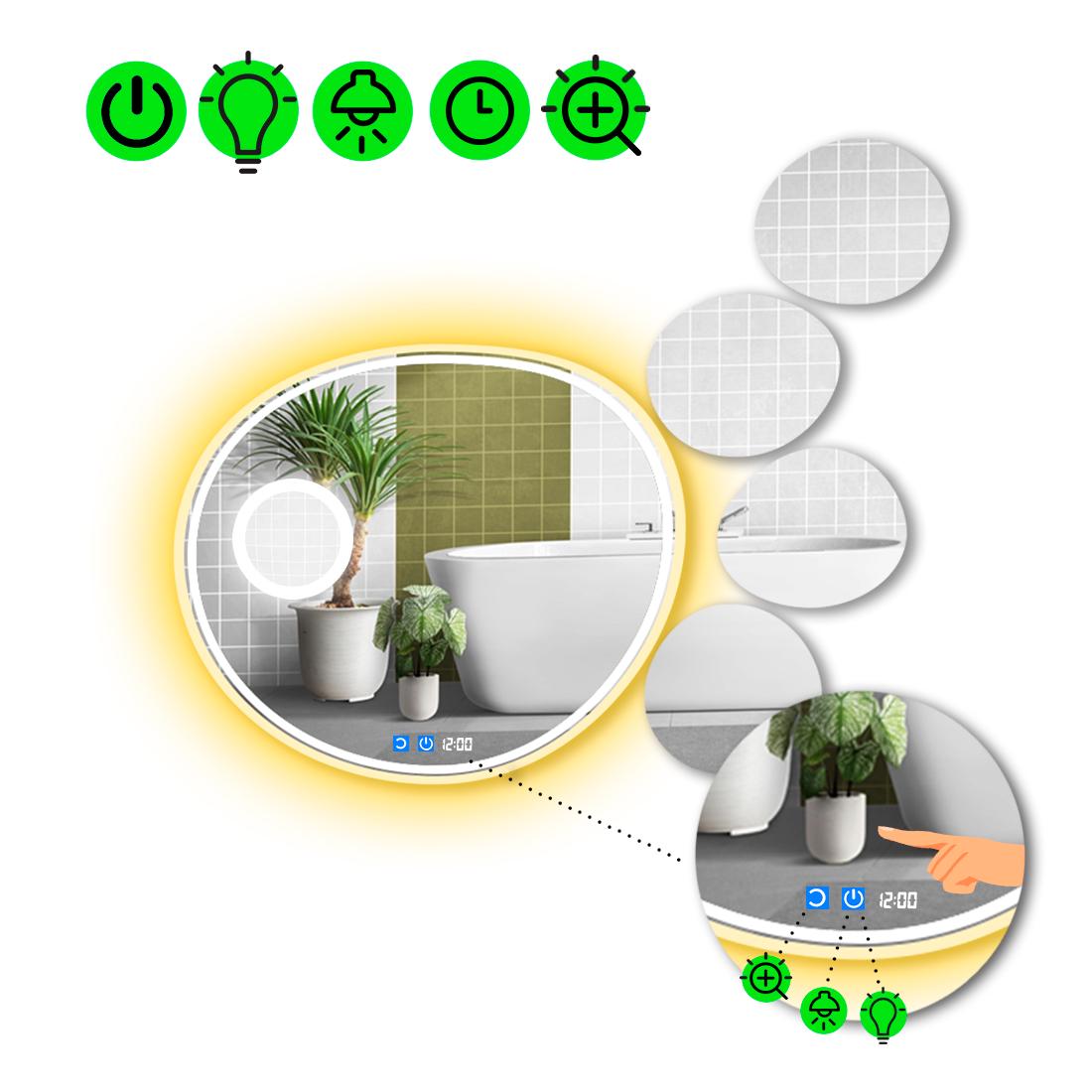 Зеркало с LED подсветкой Acqua 4 с двумя сенсорами и линзой с подсветкой 120x120 см (Acqua4-39)