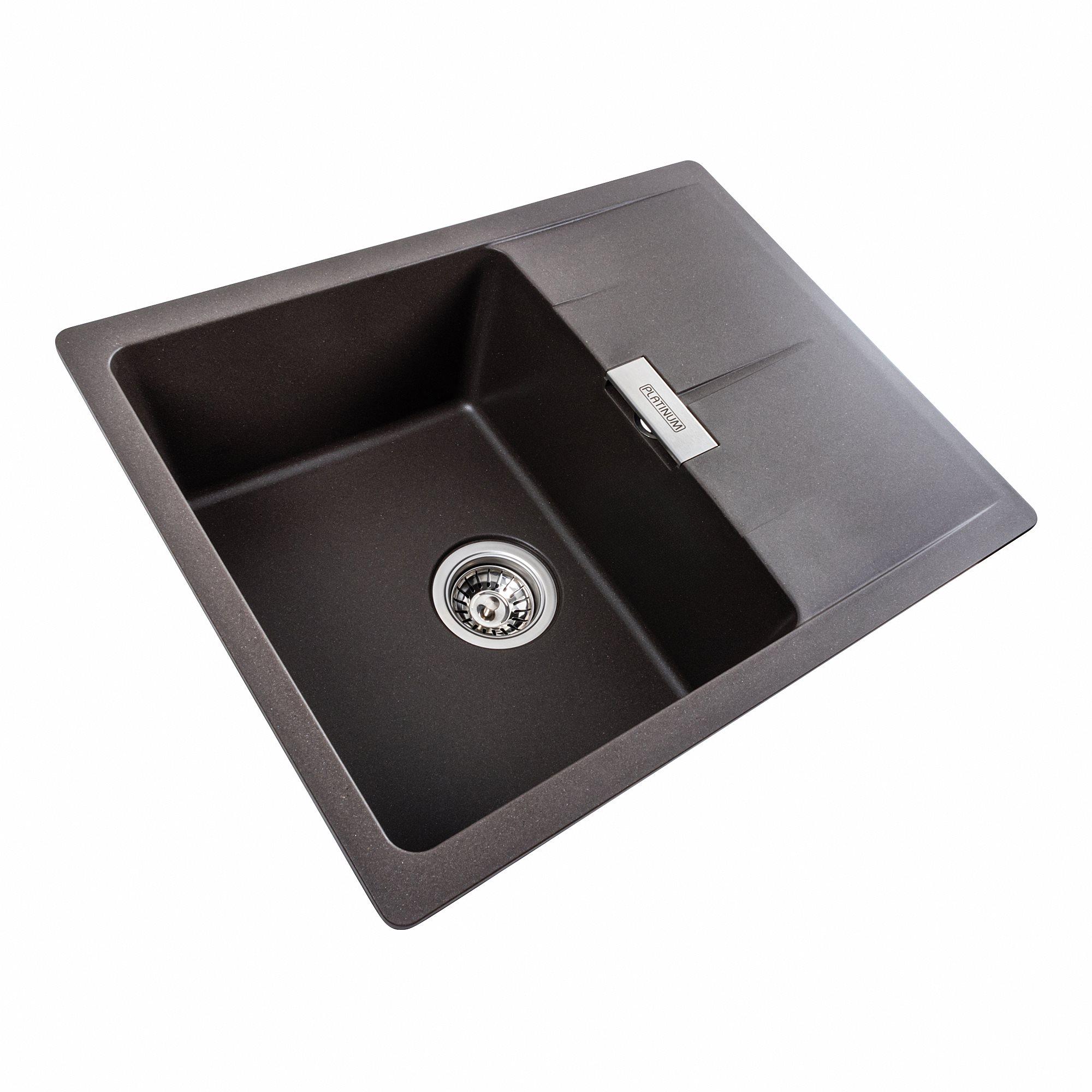 Мойка для кухни гранитная Platinum 6250 ZIRKONE матовая Темная скала - фото 2 Мойка для кухни гранитная Platinum 6250 ZIRKONE матовая Темная скала - фото 2