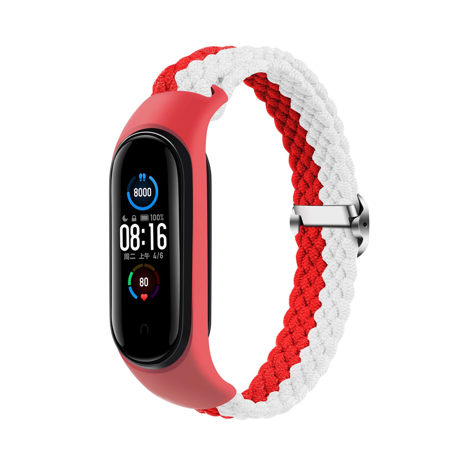 Ремешок MRK Solo loop для браслета Mi band 3/4/5/6 Красный/Белый
