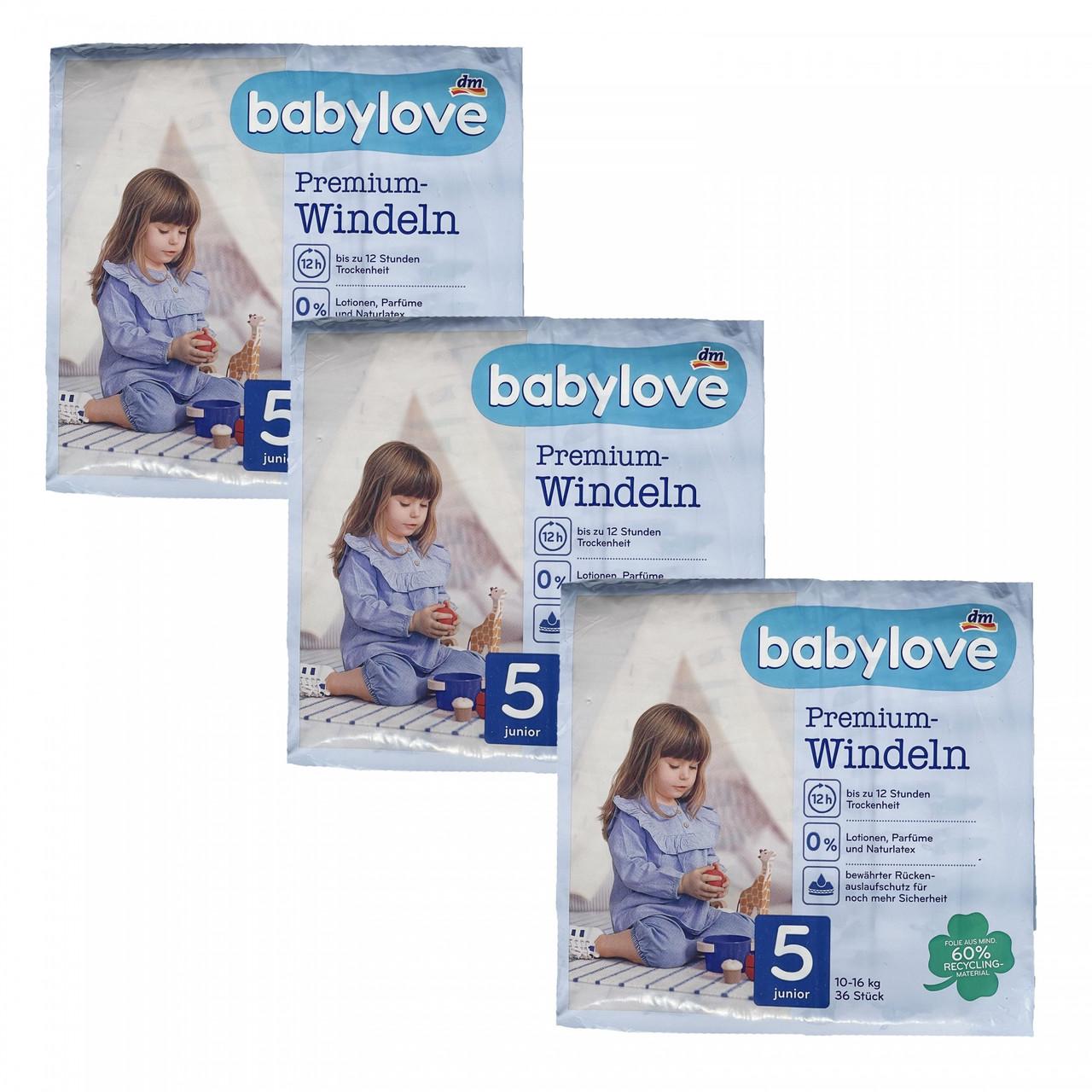 Підгузки дитячі одноразові Babylove Premium 5 Junior 10-16 кг 108 шт. (2010299910)
