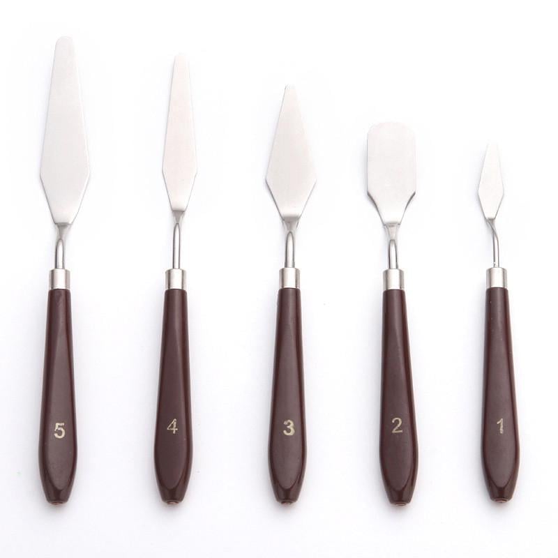 Художні мастихіни з нержавіючої сталі для текстурного та рельєфного живопису 5 шт. (137819)