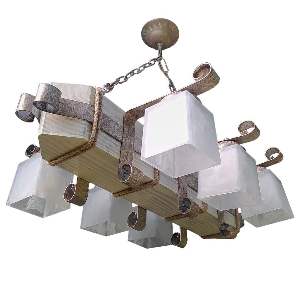 Люстра подвесная деревянная Lighthouse LPR-20104/6P Белый/Коричневый (112232)