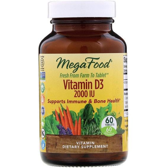 Вітамін D MegaFood Vitamin D3, 2000 IU 60 Tabs (MGF10221)
