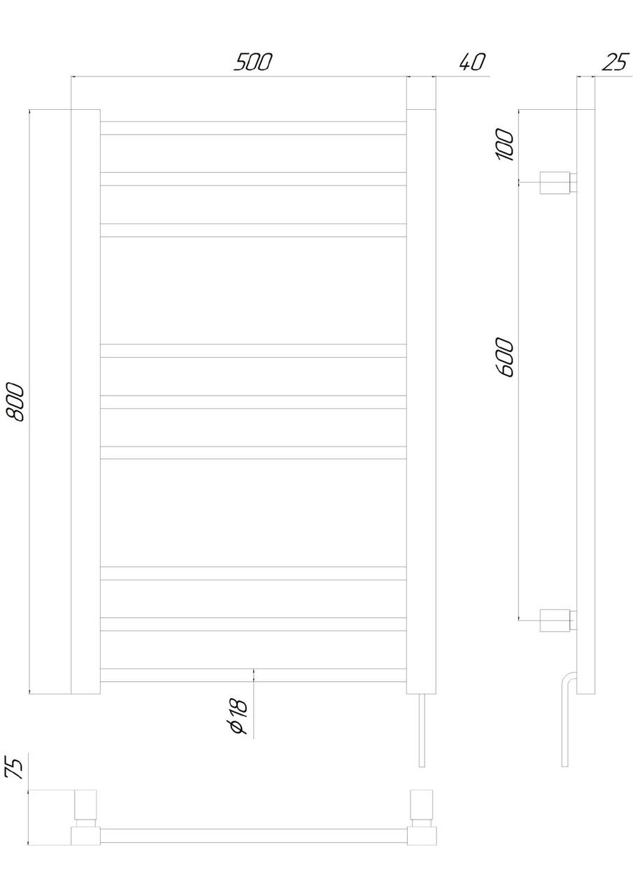 Полотенцесушитель электрический KOSSER Стэп ER с таймером 800х500 мм Черный - фото 5 Полотенцесушитель электрический KOSSER Стэп ER с таймером 800х500 мм Черный - фото 5
