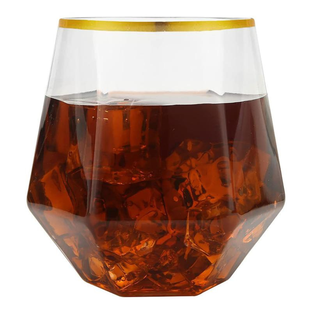 Набір пластикових склянок Діамант для напоїв міцні із золотистим обідком 6 шт. 350 мл - фото 7 Набір пластикових склянок Діамант для напоїв міцні із золотистим обідком 6 шт. 350 мл - фото 7