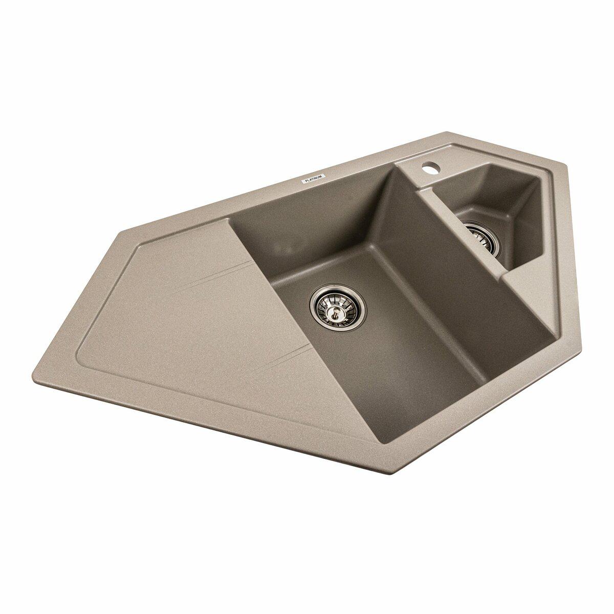 Мойка для кухни гранитная Platinum 9950 PANDORA Титановый матовый (950-22) - фото 2