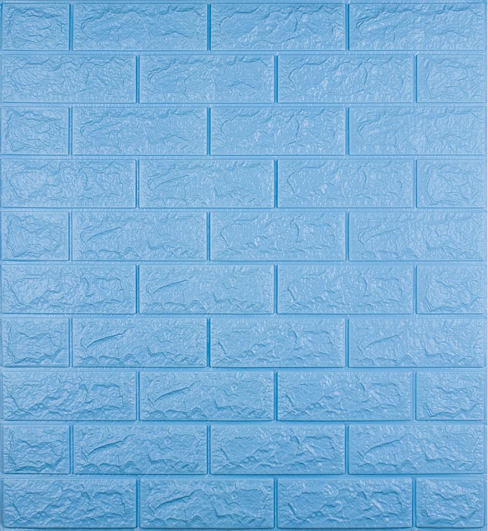 3D-панель декоративная самоклеющаяся Кирпич 700x770x7 мм Голубой
