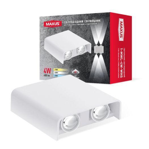 Світильник фасадний світлодіодний накладний Maxus MWL 4W 3CCT IP65 WH Square Білий (00000023304)