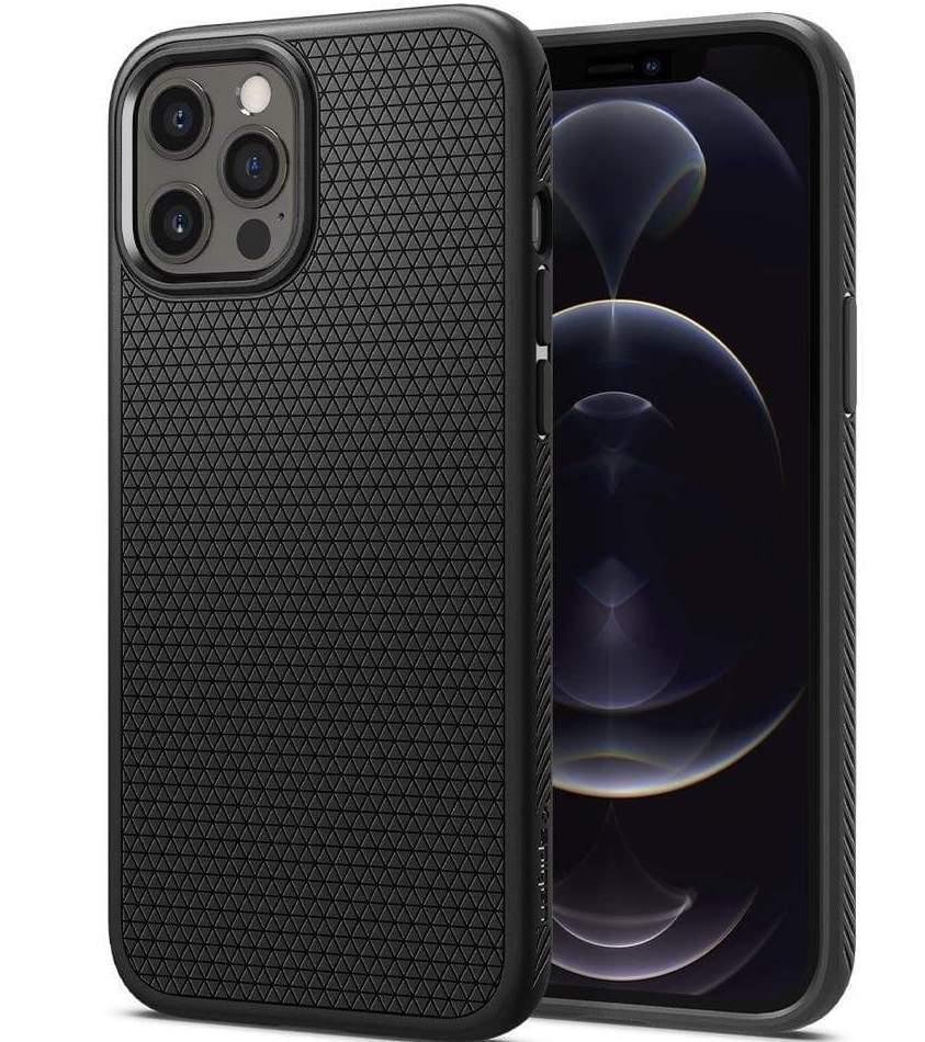 Силиконовый чехол-накладка Spigen Liquid Air Case for iPhone 12/12 Pro, Matte Black (ACS01701)