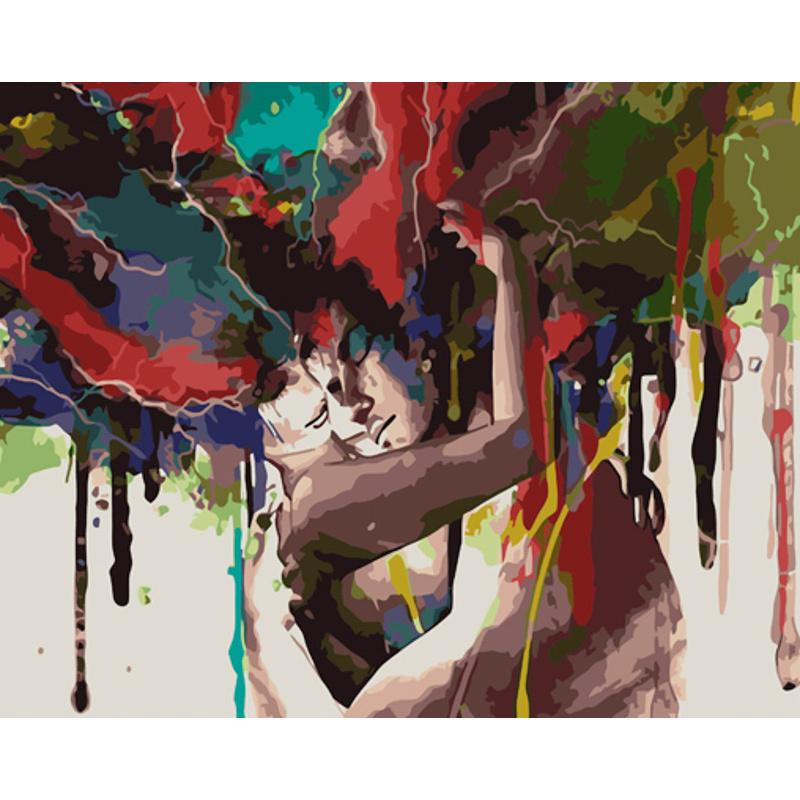 Картина по номерам Strateg Премиум Акварельные объятия с лаком и уровнем 40x50 см (GS1466)