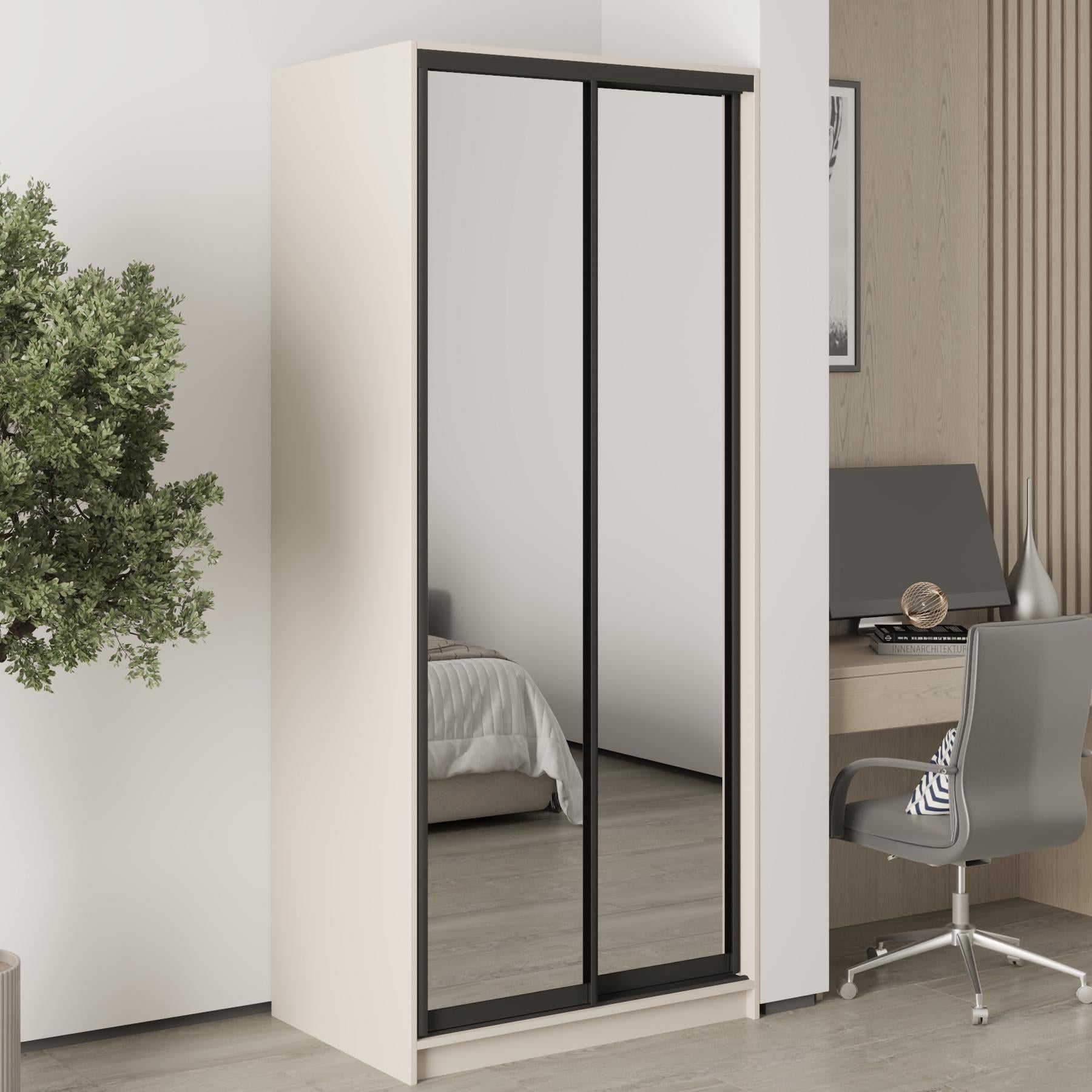 Шкаф-купе двухдверный MebelStar Стандарт BG 2 зеркала 90x60x210 см Кашемир (MBS-11253) Шкаф-купе двухдверный MebelStar Стандарт BG 2 зеркала 90x60x210 см Кашемир (MBS-11253)