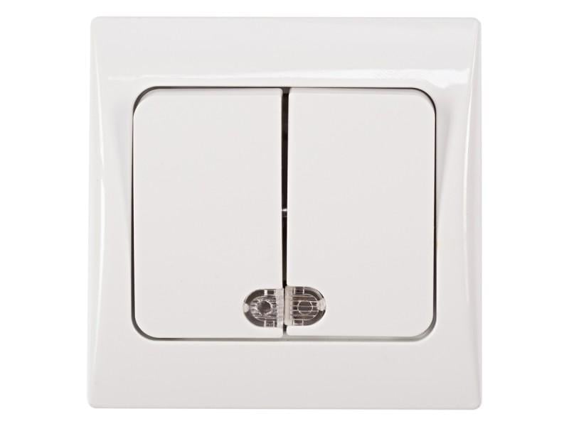 Выключатель двухклавишный Luxel 4006 FAIRI с подсветкой Белый (27552385)