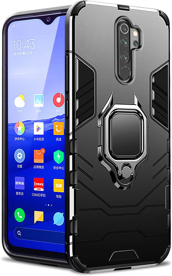 Противоударный чехол Xiaomi Redmi Note 8 Pro (подставка кольцо) Black (10942-2B)