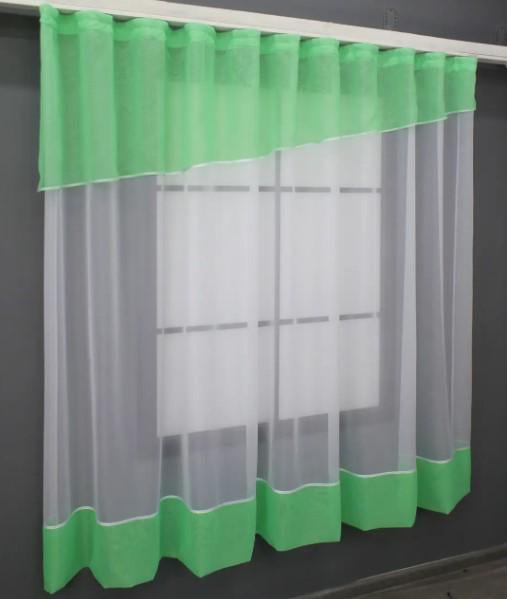 Занавеска на кухню шифон 280х170 см Белый/Мятный (047к) - фото 2 Занавеска на кухню шифон 280х170 см Белый/Мятный (047к) - фото 2