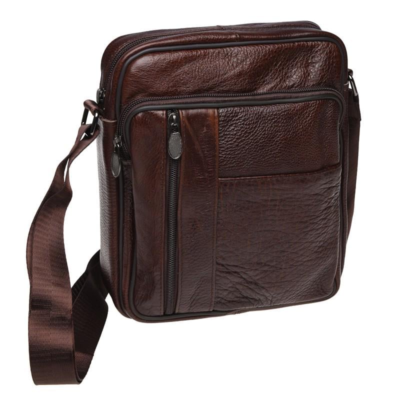 Сумка мужская кожаная через плечо Borsa Leather K18450 Brown