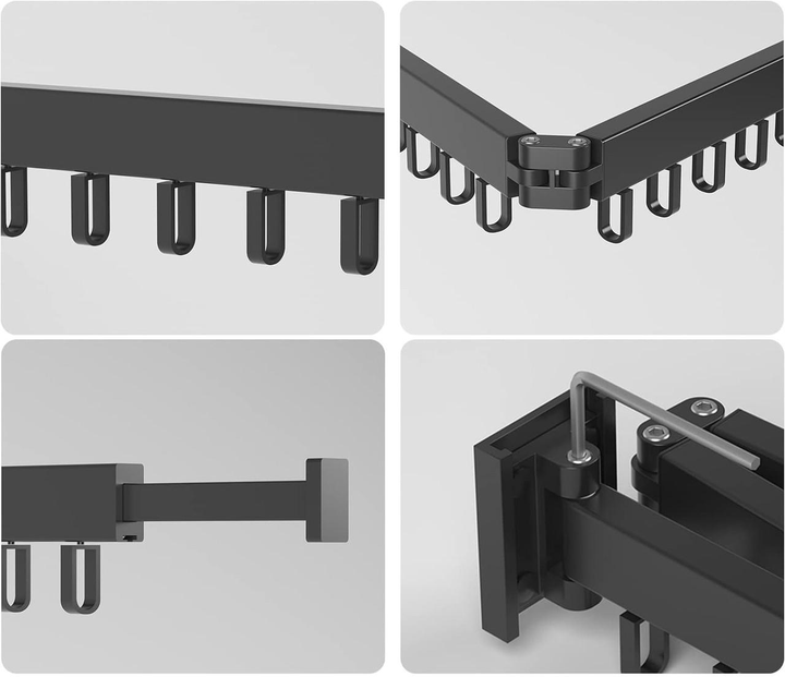 Вешалка-сушилка настенная LS-7829 раскладная 66x23х10х6,5 см Black (784780576) - фото 5 Вешалка-сушилка настенная LS-7829 раскладная 66x23х10х6,5 см Black (784780576) - фото 5