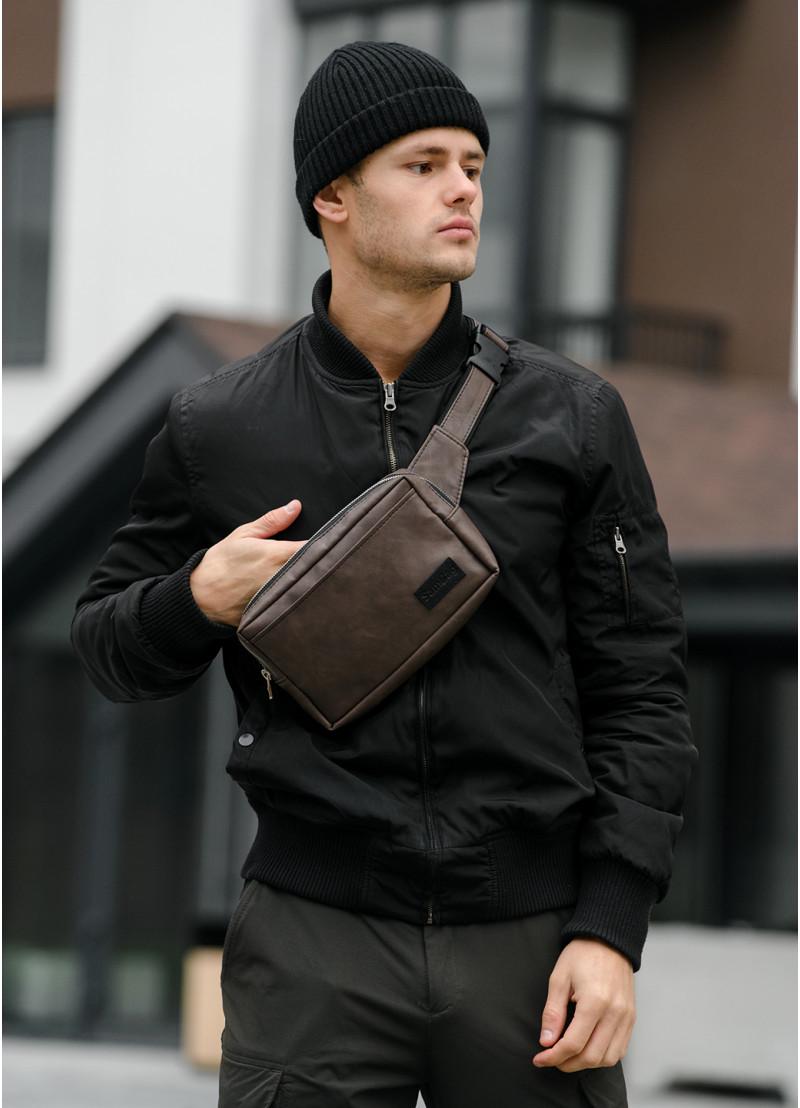 Сумка бананка кроссбоди Sambag SSS Светло-коричневый нубук (11167)