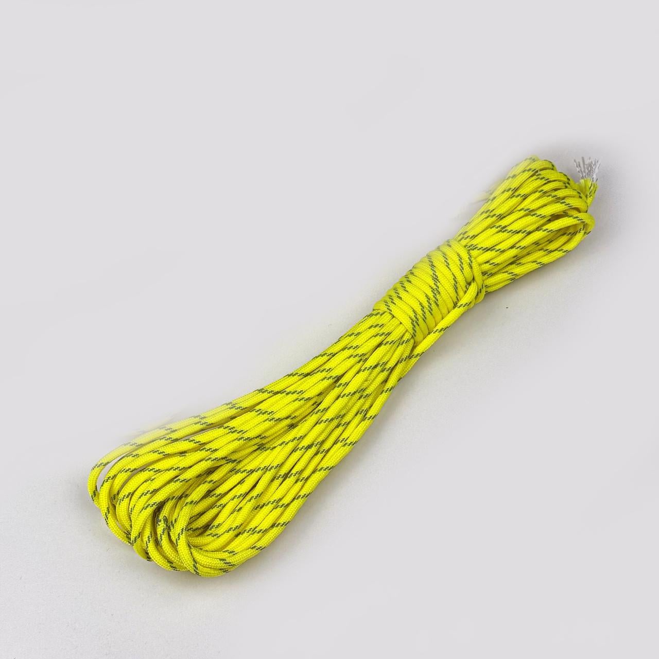 Шнур светоотражающий паракорд Reflective paracord для плетения браслетов/брелоков 10 м Лимонный (2575113096)