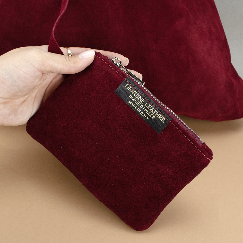 Сумка-шопер жіноча Virginia Conti 03801 замшева з гаманцем Бордовий (2412963514) - фото 4