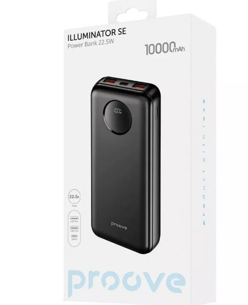 Повербанк Proove Illuminator SE 10000 mAh 22,5W с быстрой зарядкой Quick Charge/Power Delivery Black (PBIL10212201) - фото 3