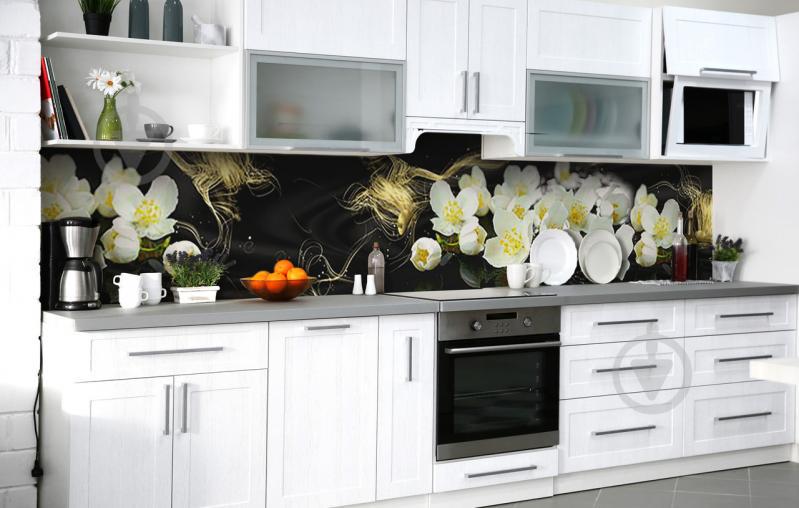 Скинали на кухню Zatarga «Опавший черешневый цвет» 600х3000 мм виниловая 3Д наклейка кухонный фартук