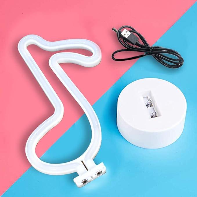 Светильник-ночник настольный Нота светодиодный на батарейках/USB Розовый (777569) - фото 3