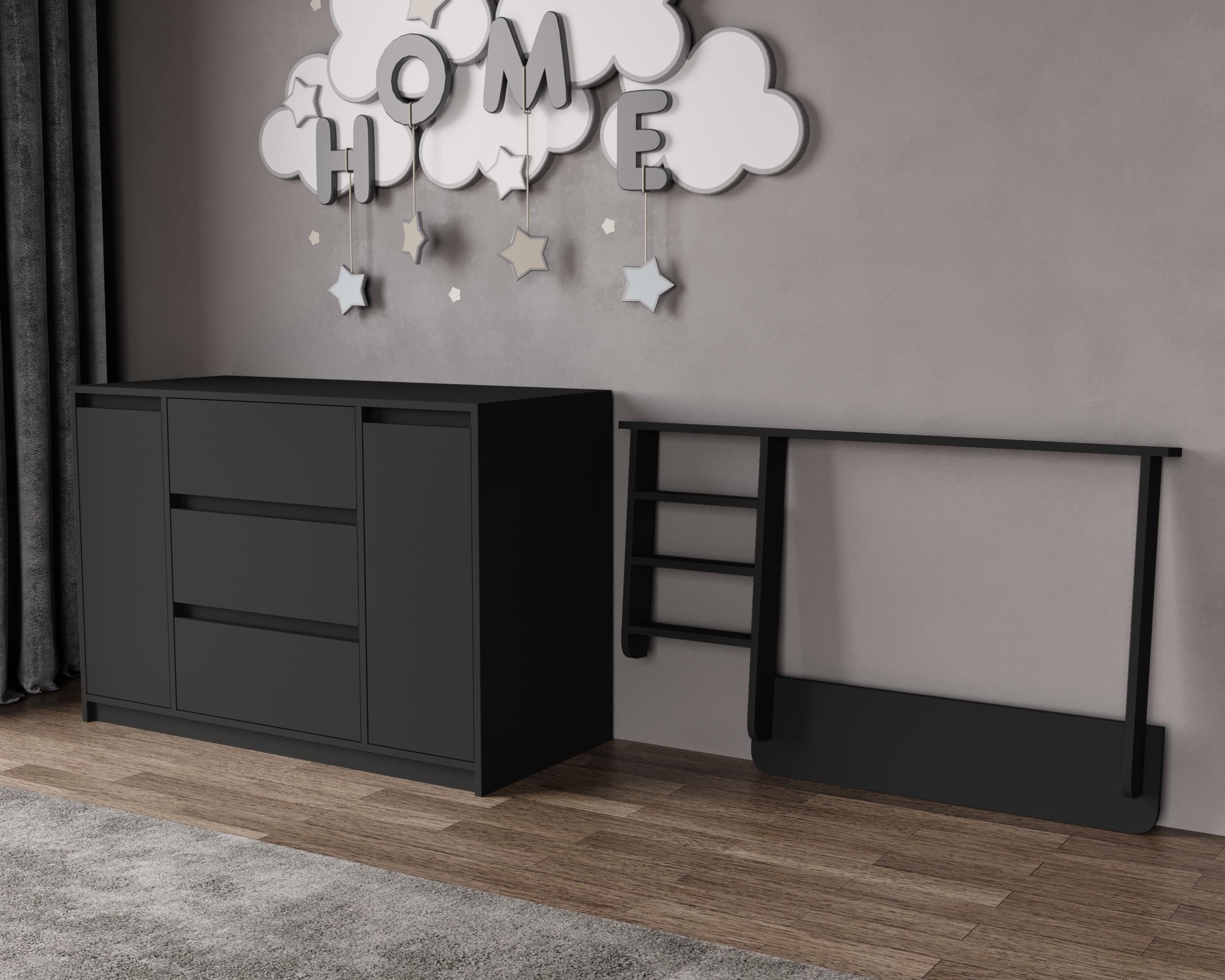 Пеленальный комод Furnigrade ПС-4 70,6х110х87,2 см Антрацитовый