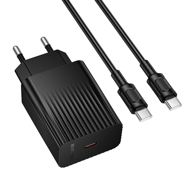 Зарядний пристрій мережевий Borofone BAS75A Source single port PD30W charger set C to C EU Black (35226803)