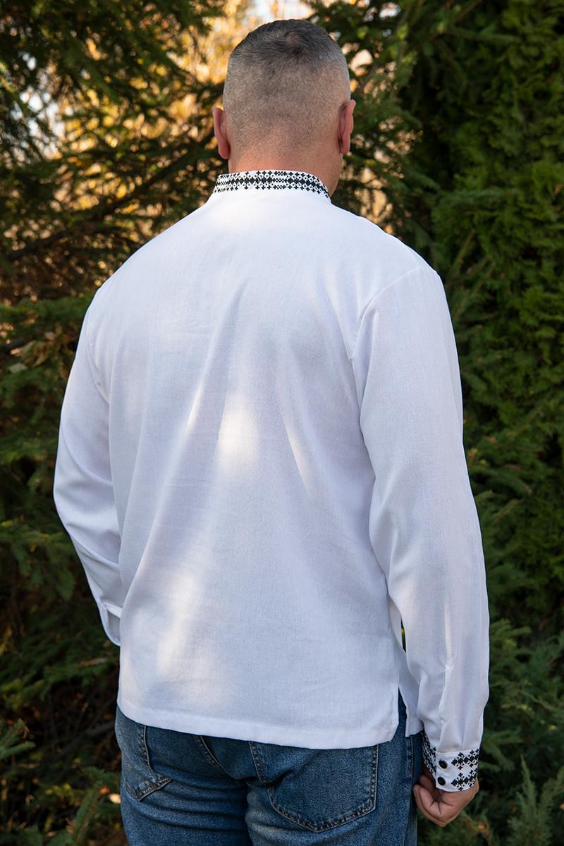 Вышиванка мужская с орнаментом на одну сторону натуральный лен 4XL Белый (2424049267) - фото 5