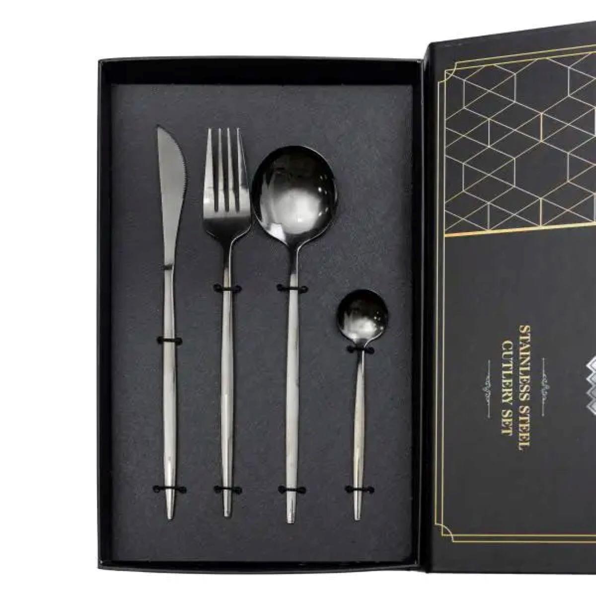 Набор столовых приборов на 6 персон 24 предмета Черный (6563) - фото 6