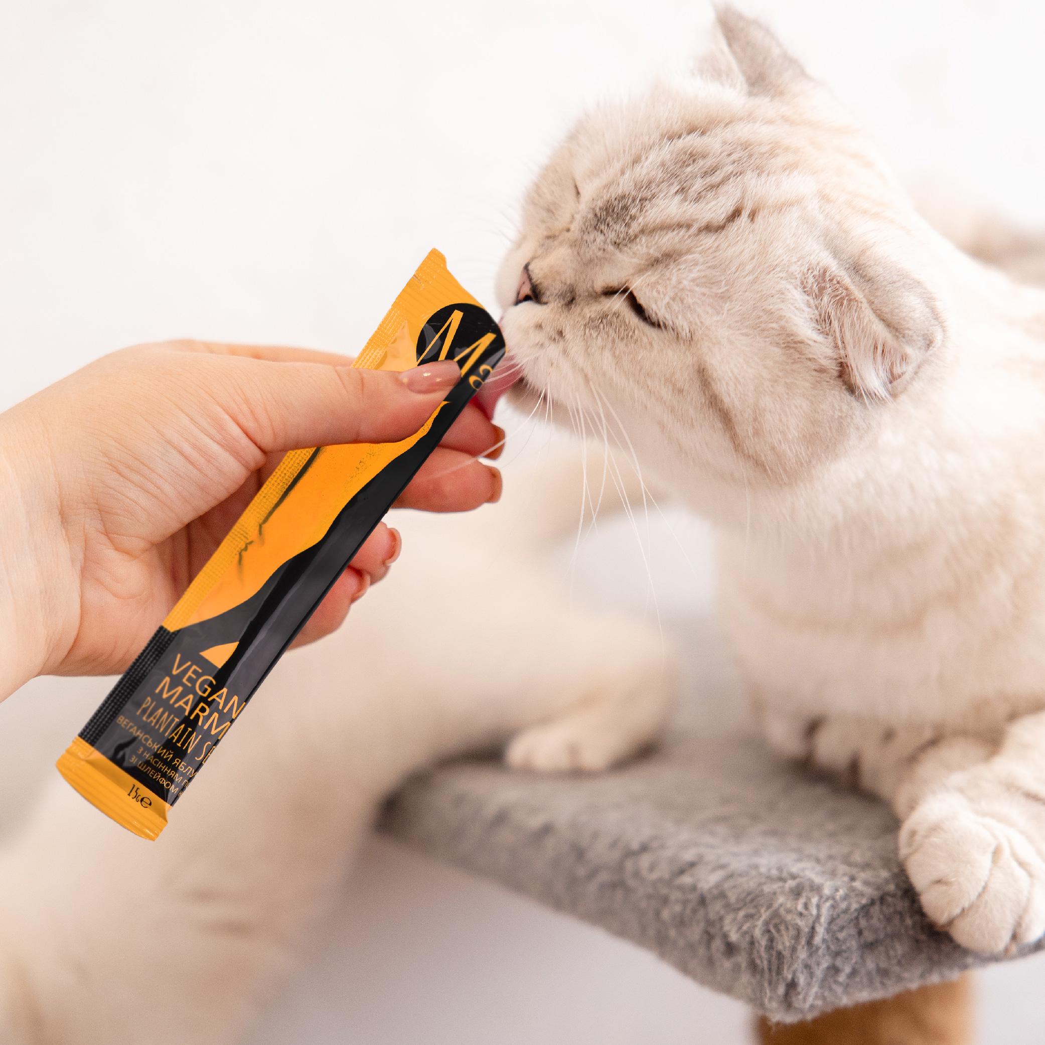 Ласощі Mavsy Creamy superfood VEGAN APPLE MARMALADE WITH PLANTAIN SEEDS TRAIL OF CATNIP зі шлейфом котячої м'яти 15 г 5 шт. - фото 5 Ласощі Mavsy Creamy superfood VEGAN APPLE MARMALADE WITH PLANTAIN SEEDS TRAIL OF CATNIP зі шлейфом котячої м'яти 15 г 5 шт. - фото 5