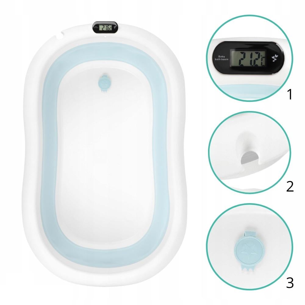 Детская ванночка складная Hanert KinderBad Blue с подушкой и термометром - фото 4 Детская ванночка складная Hanert KinderBad Blue с подушкой и термометром - фото 4