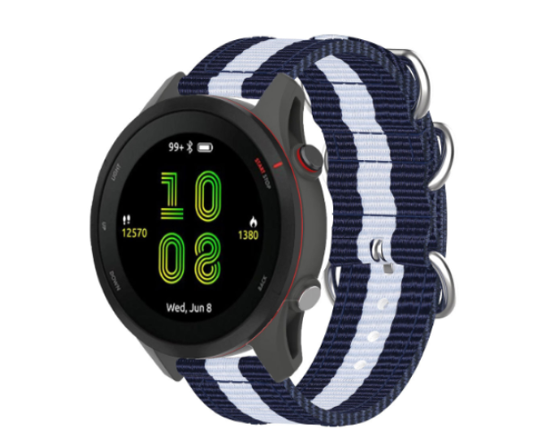 Ремешок Nylon для смарт-часов Garmin Forerunner 165 20 мм Белый с синим (51001)