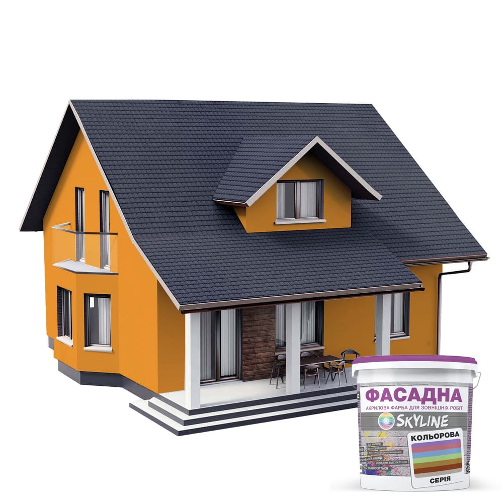 Краска фасадная акрил-латексная Skyline 0570-Y40R (C) 1 л Апельсин (686b904ce1a1ec59497f9674) - фото 3